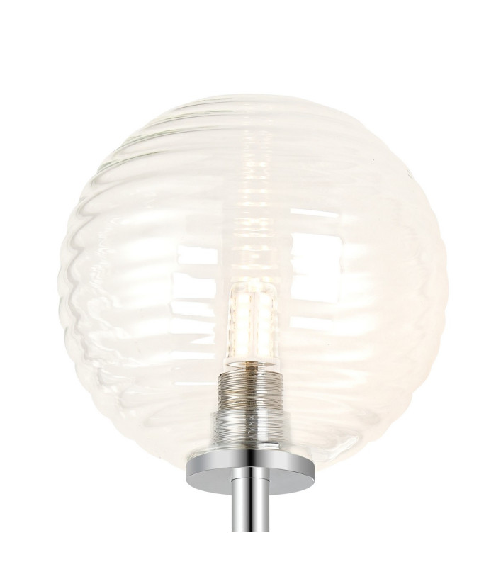 Tivoli Medium Arm Wall Light 1 Light G9 IP44 Polished Chrome/Clear Ribbed Round Glass-5