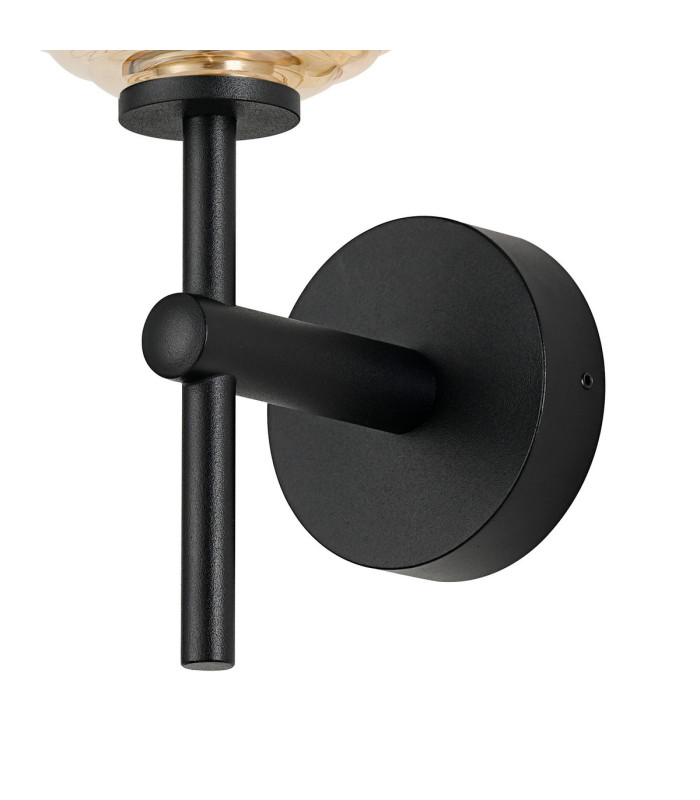 Tivoli Medium Arm Wall Light 1 Light G9 IP44 Satin Black/Amber Ribbed Round Glass-6