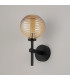 Tivoli Medium Arm Wall Light 1 Light G9 IP44 Satin Black/Amber Ribbed Round Glass-7