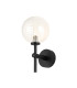 Tivoli Medium Arm Wall Light 1 Light G9 IP44 Satin Black/Clear Ribbed Round Glass-1