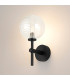 Tivoli Medium Arm Wall Light 1 Light G9 IP44 Satin Black/Clear Ribbed Round Glass-3