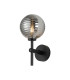 Tivoli Medium Arm Wall Light 1 Light G9 IP44 Satin Black/Smoke Ribbed Round Glass-1