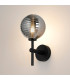 Tivoli Medium Arm Wall Light 1 Light G9 IP44 Satin Black/Smoke Ribbed Round Glass-3