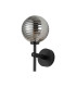 Tivoli Medium Arm Wall Light 1 Light G9 IP44 Satin Black/Smoke Ribbed Round Glass-4
