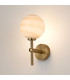 Tivoli Medium Arm Wall Light 1 Light G9 IP44 Brass Gold/Brown Round Marble Effect Glass-3