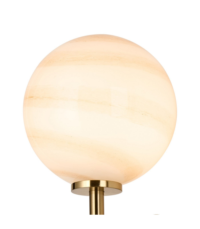 Tivoli Medium Arm Wall Light 1 Light G9 IP44 Brass Gold/Brown Round Marble Effect Glass-5