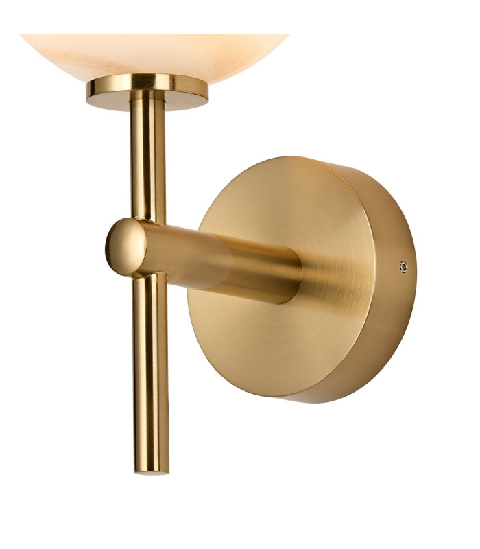 Tivoli Medium Arm Wall Light 1 Light G9 IP44 Brass Gold/Brown Round Marble Effect Glass-6