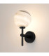 Tivoli Medium Arm Wall Light 1 Light G9 IP44 Satin Black/Grey Round Marble Effect Glass-3