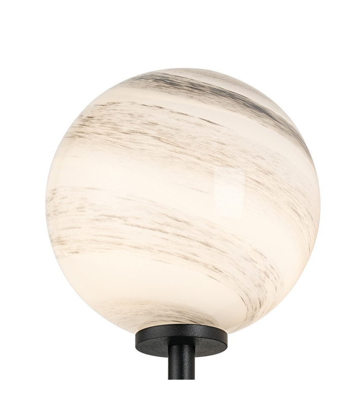 Tivoli Medium Arm Wall Light 1 Light G9 IP44 Satin Black/Grey Round Marble Effect Glass-5