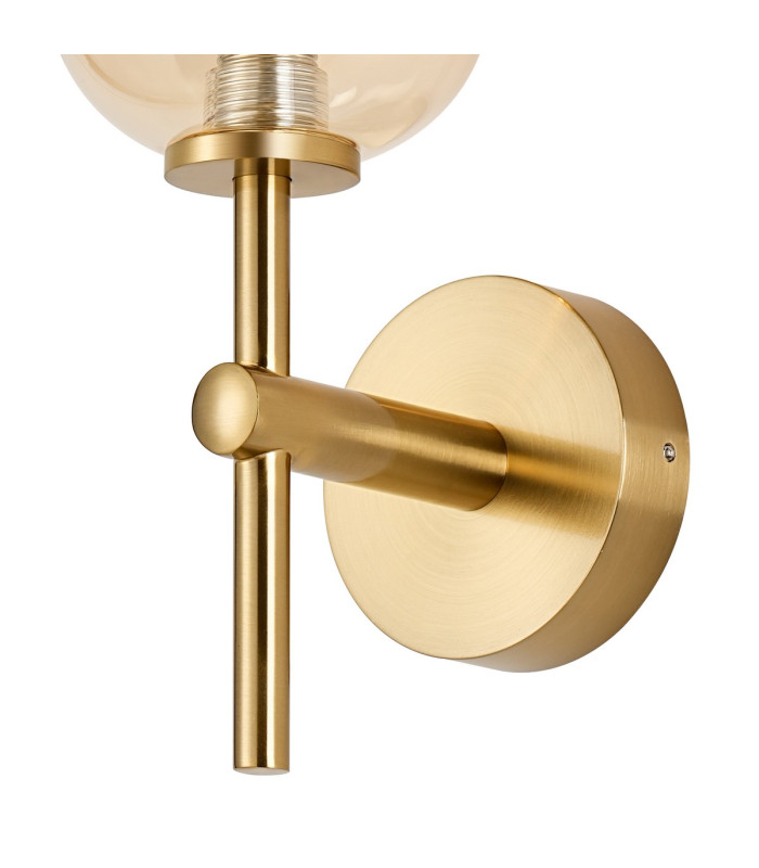 Tivoli Medium Arm Wall Light 1 Light G9 IP44 Brass Gold/Amber Smooth Tubular Glass-5