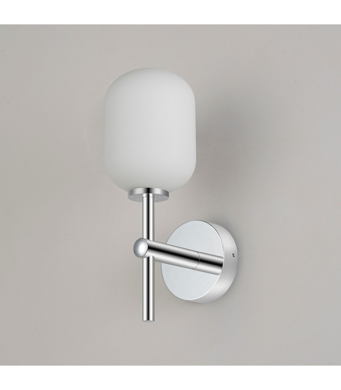 Tivoli Medium Arm Wall Light 1 Light G9 IP44 Polished Chrome/Opal Smooth Tubular Glass-7