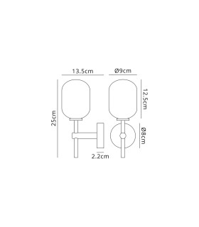 Tivoli Medium Arm Wall Light 1 Light G9 IP44 Satin Black/Opal Smooth Tubular Glass-2
