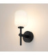 Tivoli Medium Arm Wall Light 1 Light G9 IP44 Satin Black/Opal Smooth Tubular Glass-3