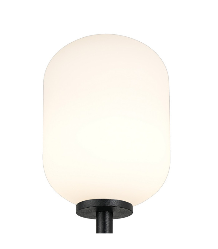 Tivoli Medium Arm Wall Light 1 Light G9 IP44 Satin Black/Opal Smooth Tubular Glass-5