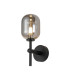 Tivoli Medium Arm Wall Light 1 Light G9 IP44 Satin Black/Smoke Smooth Tubular Glass-1