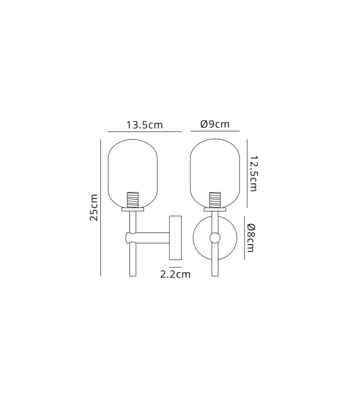 Tivoli Medium Arm Wall Light 1 Light G9 IP44 Satin Black/Smoke Smooth Tubular Glass-2