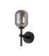 Tivoli Medium Arm Wall Light 1 Light G9 IP44 Satin Black/Smoke Smooth Tubular Glass-4