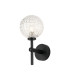Tivoli Medium Arm Wall Light 1 Light G9 IP44 Satin Black/Clear Cross Pattern Round Glass-1