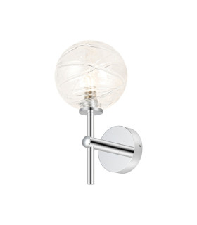 Tivoli Medium Arm Wall Light 1 Light G9 IP44 Polished Chrome/Clear Dune Effect Round Glass-1
