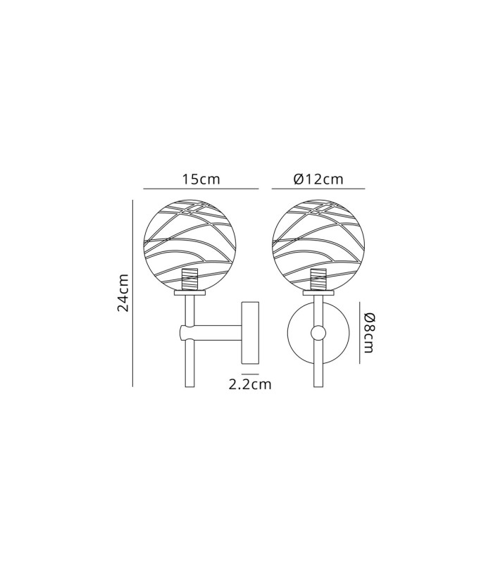 Tivoli Medium Arm Wall Light 1 Light G9 IP44 Polished Chrome/Clear Dune Effect Round Glass-2