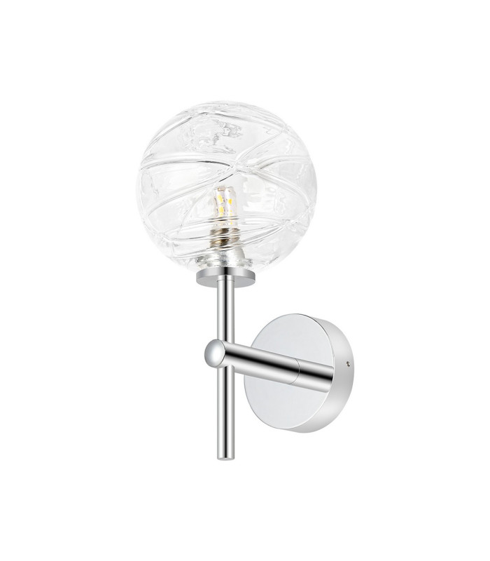 Tivoli Medium Arm Wall Light 1 Light G9 IP44 Polished Chrome/Clear Dune Effect Round Glass-4