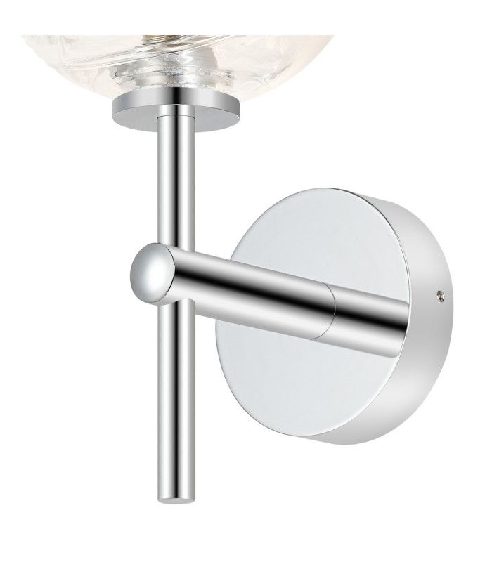 Tivoli Medium Arm Wall Light 1 Light G9 IP44 Polished Chrome/Clear Dune Effect Round Glass-6
