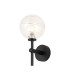 Tivoli Medium Arm Wall Light 1 Light G9 IP44 Satin Black/Clear Dune Effect Round Glass-1