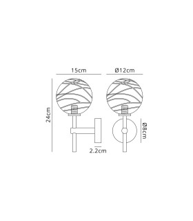 Tivoli Medium Arm Wall Light 1 Light G9 IP44 Satin Black/Clear Dune Effect Round Glass-2