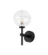 Tivoli Medium Arm Wall Light 1 Light G9 IP44 Satin Black/Clear Dune Effect Round Glass-4