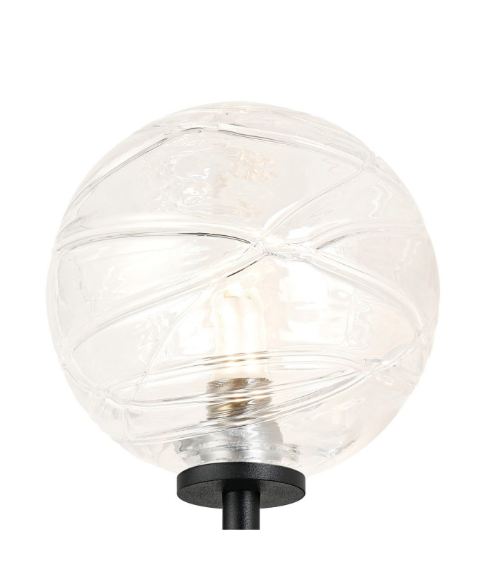 Tivoli Medium Arm Wall Light 1 Light G9 IP44 Satin Black/Clear Dune Effect Round Glass-5