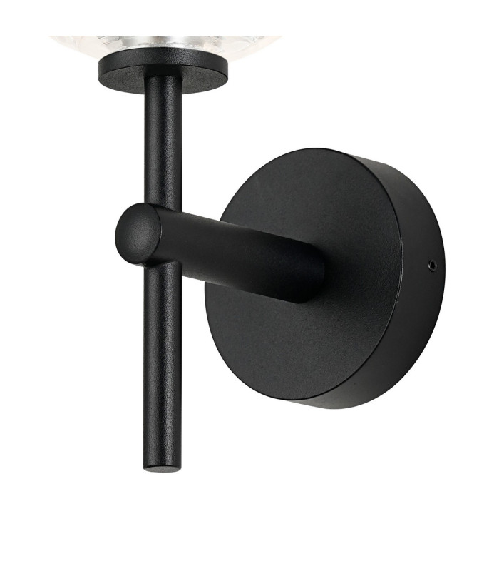 Tivoli Medium Arm Wall Light 1 Light G9 IP44 Satin Black/Clear Dune Effect Round Glass-6