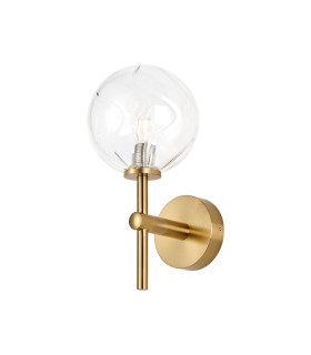 Tivoli Medium Arm Wall Light 1 Light G9 IP44 Brass Gold/Clear Waved Round Glass-1