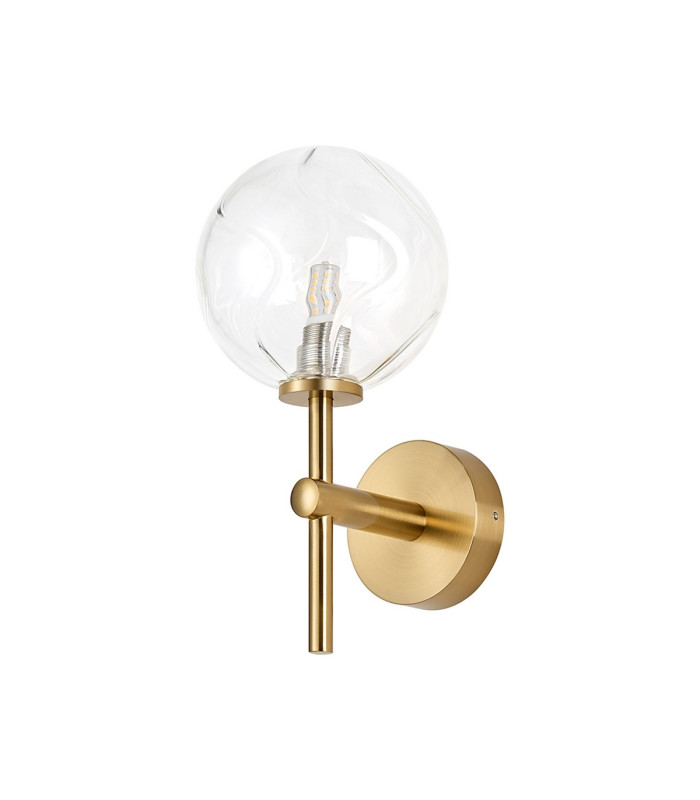 Tivoli Medium Arm Wall Light 1 Light G9 IP44 Brass Gold/Clear Waved Round Glass-4