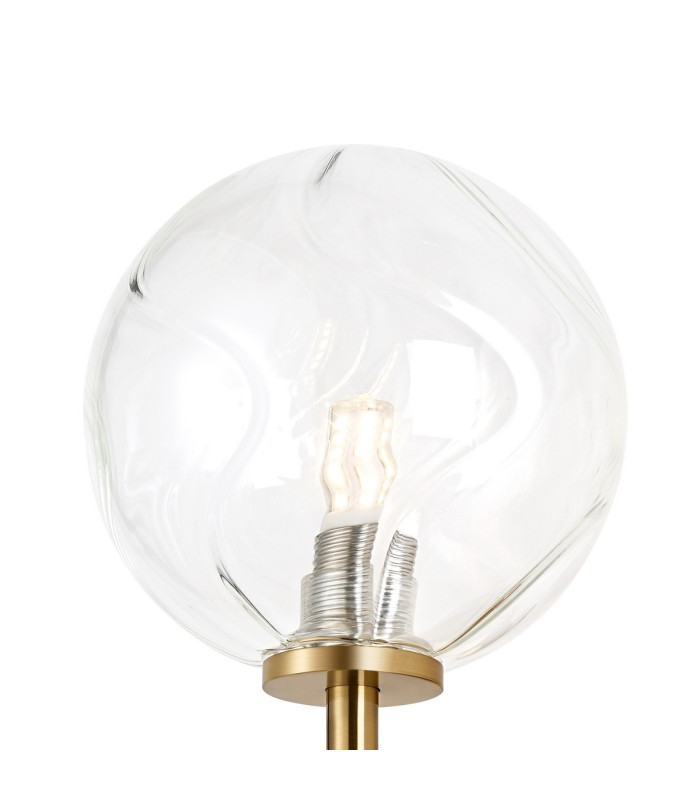 Tivoli Medium Arm Wall Light 1 Light G9 IP44 Brass Gold/Clear Waved Round Glass-5