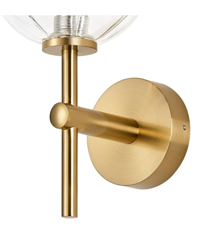 Tivoli Medium Arm Wall Light 1 Light G9 IP44 Brass Gold/Clear Waved Round Glass-6