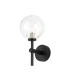 Tivoli Medium Arm Wall Light 1 Light G9 IP44 Satin Black/Clear Waved Round Glass-1