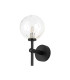 Tivoli Medium Arm Wall Light 1 Light G9 IP44 Satin Black/Clear Waved Round Glass-4