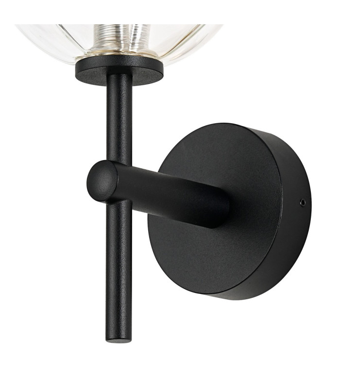 Tivoli Medium Arm Wall Light 1 Light G9 IP44 Satin Black/Clear Waved Round Glass-5