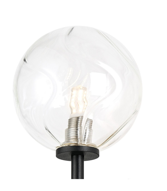 Tivoli Medium Arm Wall Light 1 Light G9 IP44 Satin Black/Clear Waved Round Glass-6