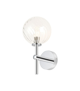 Tivoli Medium Arm Wall Light 1 Light G9 IP44 Polished Chrome/Clear Swirl Round Glass-1