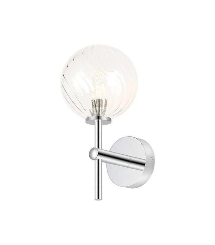 Tivoli Medium Arm Wall Light 1 Light G9 IP44 Polished Chrome/Clear Swirl Round Glass-1