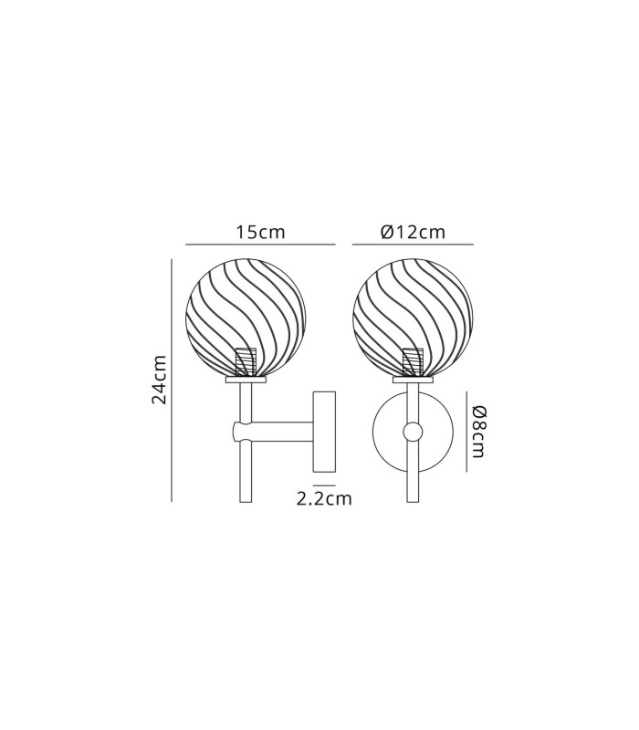 Tivoli Medium Arm Wall Light 1 Light G9 IP44 Polished Chrome/Clear Swirl Round Glass-2