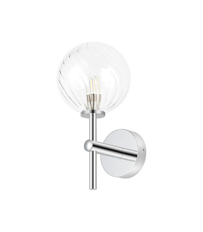 Tivoli Medium Arm Wall Light 1 Light G9 IP44 Polished Chrome/Clear Swirl Round Glass-4