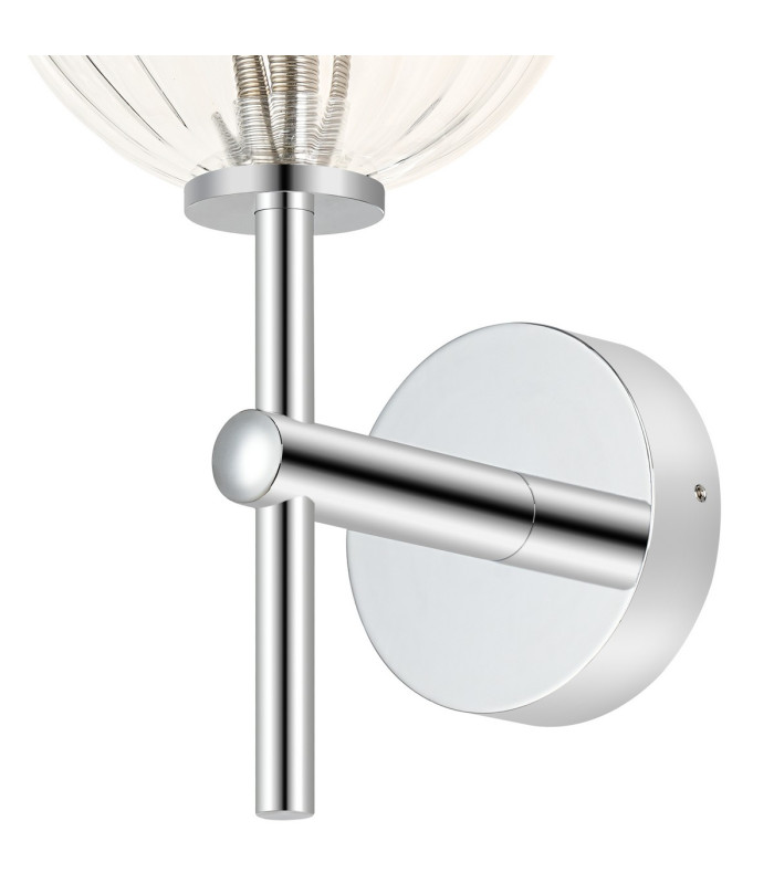 Tivoli Medium Arm Wall Light 1 Light G9 IP44 Polished Chrome/Clear Swirl Round Glass-6