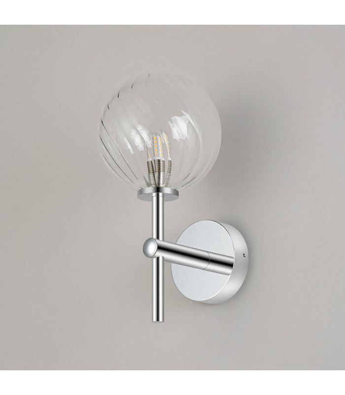 Tivoli Medium Arm Wall Light 1 Light G9 IP44 Polished Chrome/Clear Swirl Round Glass-7