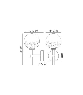 Tivoli Medium Arm Wall Light 1 Light G9 IP44 Polished Chrome/White Two-Tone Snow Specks Round Glass-2