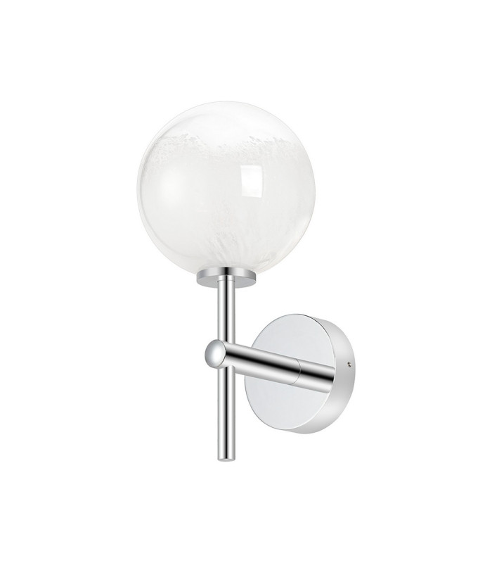 Tivoli Medium Arm Wall Light 1 Light G9 IP44 Polished Chrome/White Two-Tone Snow Specks Round Glass-4