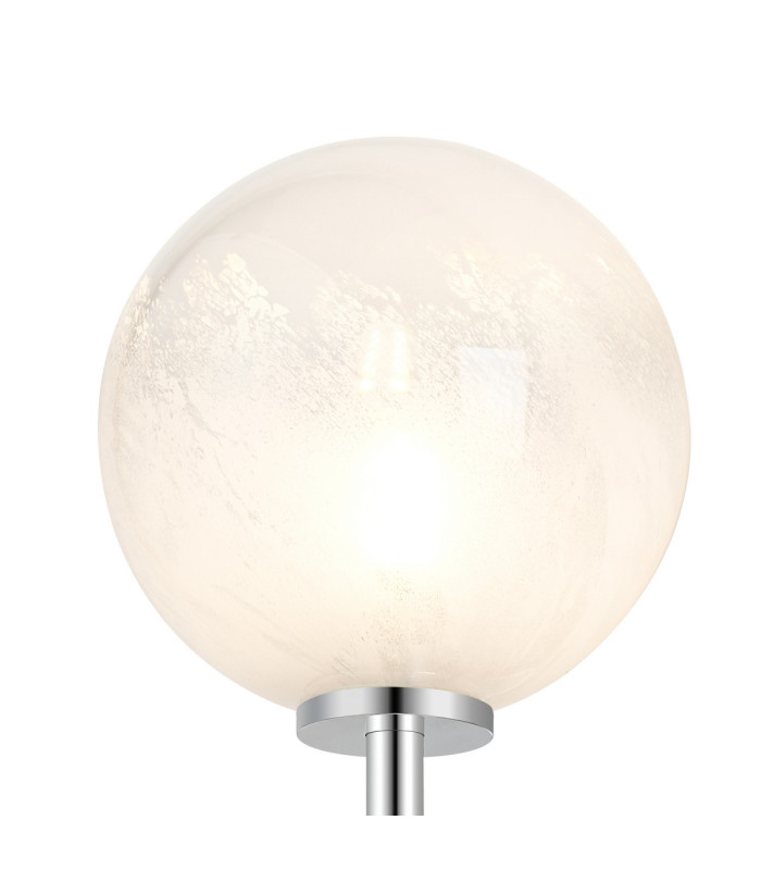 Tivoli Medium Arm Wall Light 1 Light G9 IP44 Polished Chrome/White Two-Tone Snow Specks Round Glass-5