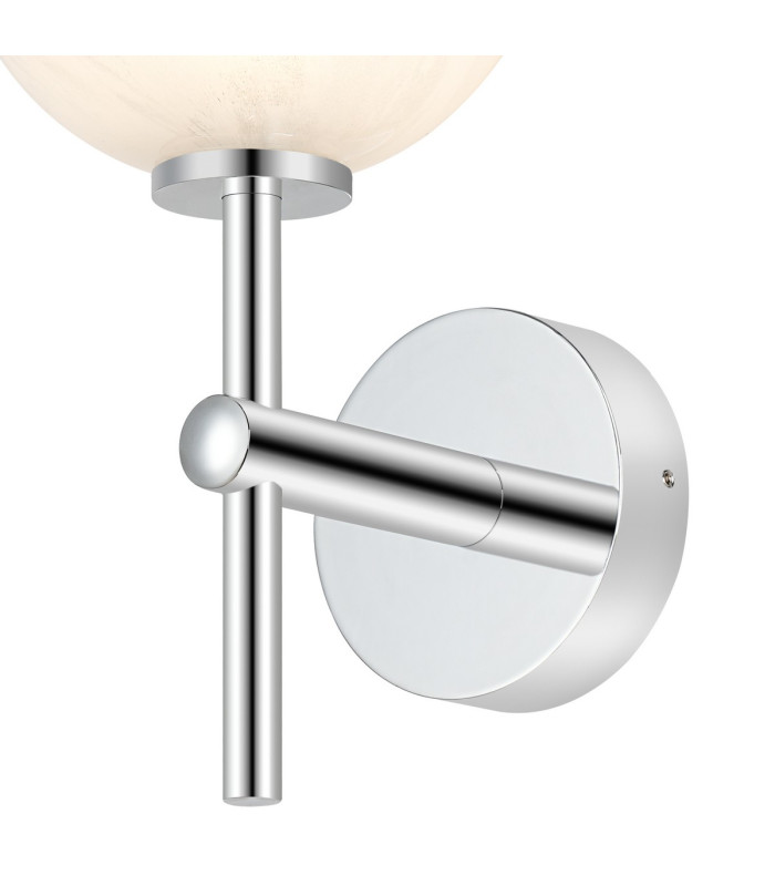 Tivoli Medium Arm Wall Light 1 Light G9 IP44 Polished Chrome/White Two-Tone Snow Specks Round Glass-6