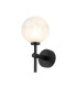 Tivoli Medium Arm Wall Light 1 Light G9 IP44 Satin Black/White/Clear Two-Tone Snow Specks Round Glass-1